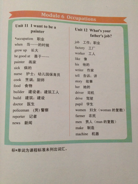 广州版小学三年级上册英语书的单词表