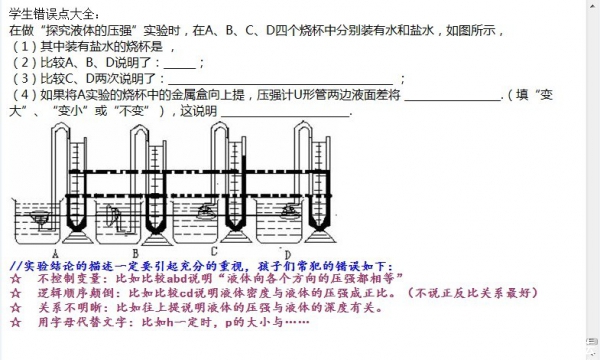 物理v物理常见探究液体之--答题错误压强篇车震初中生磁力图片