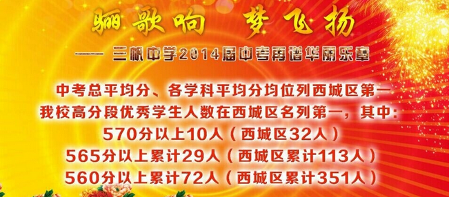 2014年三帆中学中考喜报