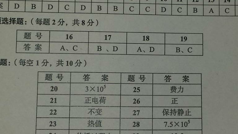 西城二模物理部分答案_2015北京中考-北京家
