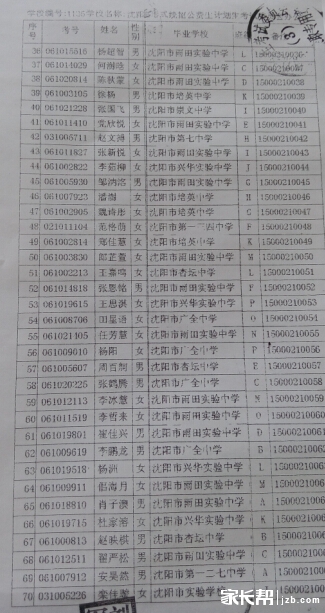 31中公费名单_2015沈阳中考-沈阳家长帮社区