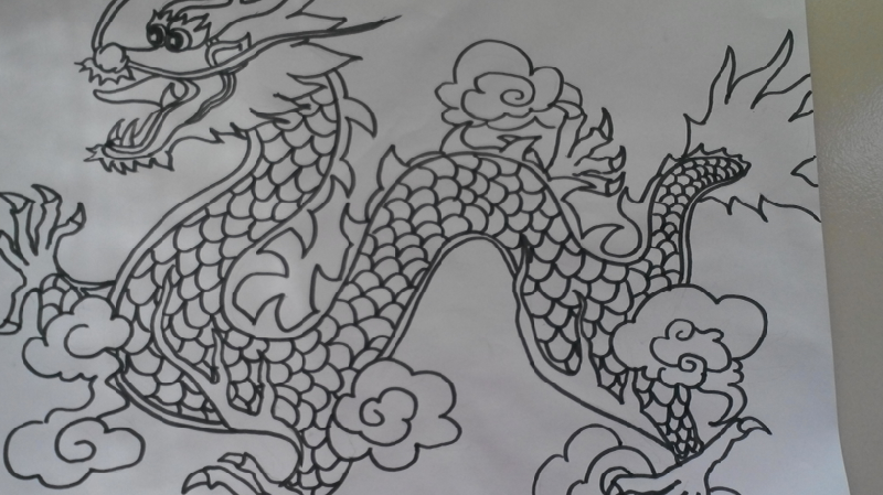 小假期忙中偷闲,画神龙扬我国威,自娱自乐_成