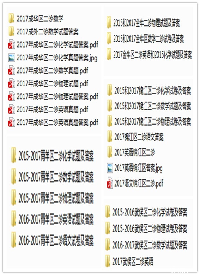 【春节打卡】2015-2017青羊区二诊数学试题及