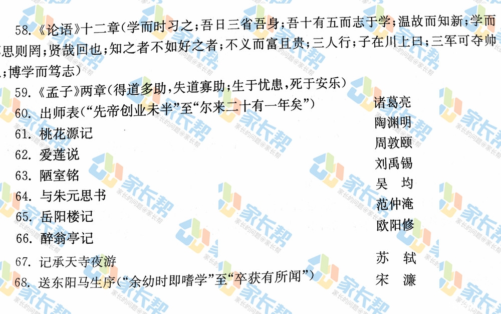 2018青岛中考语文--文言文背诵篇目11篇,背诵