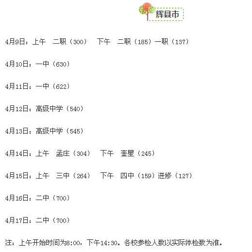 高考体检!2018河南省部分地市体检时间表!