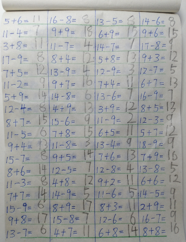 一年级口算20以内进退位加减要求一分钟十道