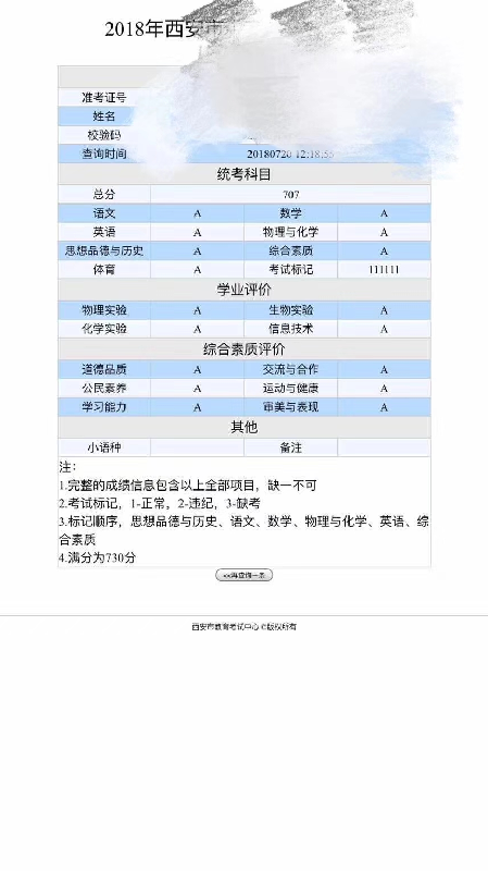 【晒分数】2018西安中考分数已公布,一起来晒